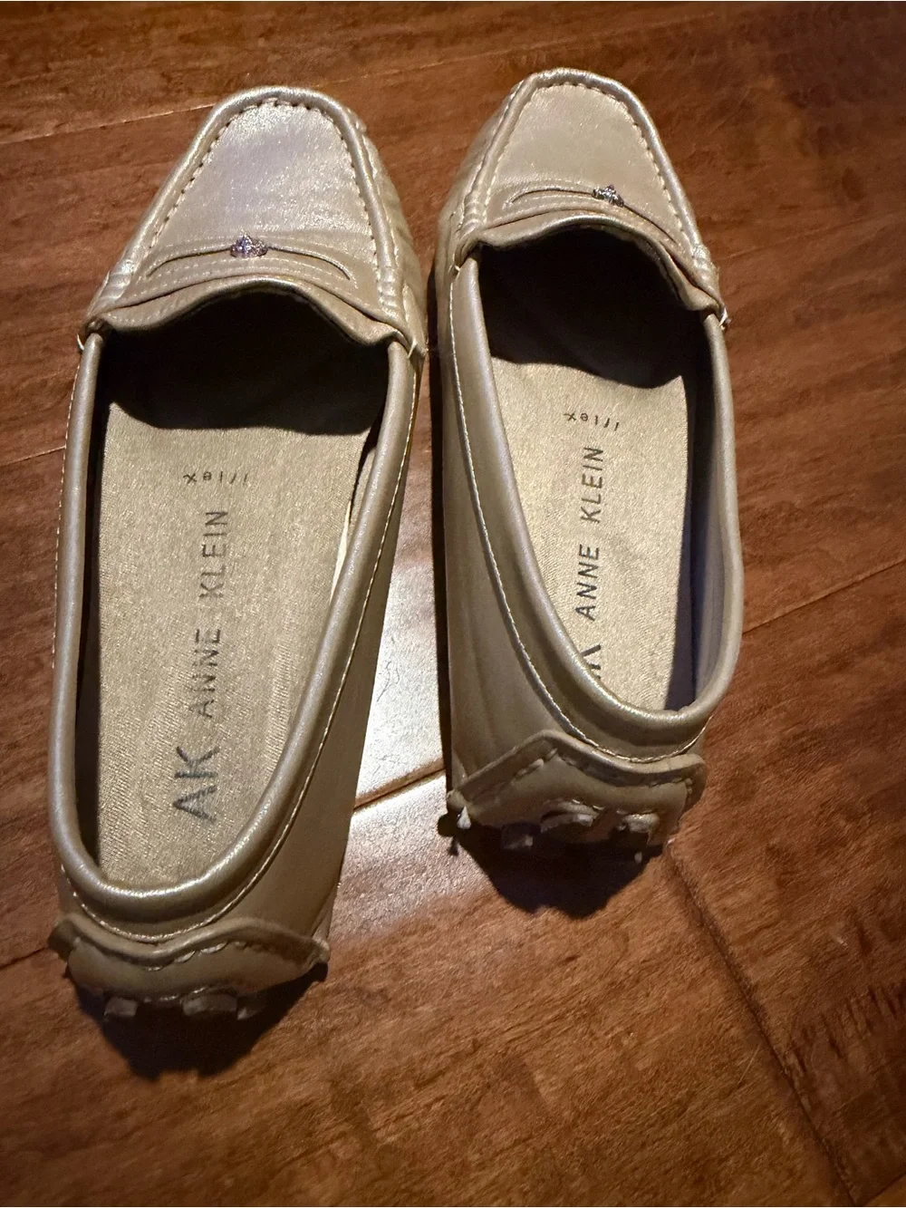 Size 6.5 Anne Klein Gold Metallic Penny Loafers